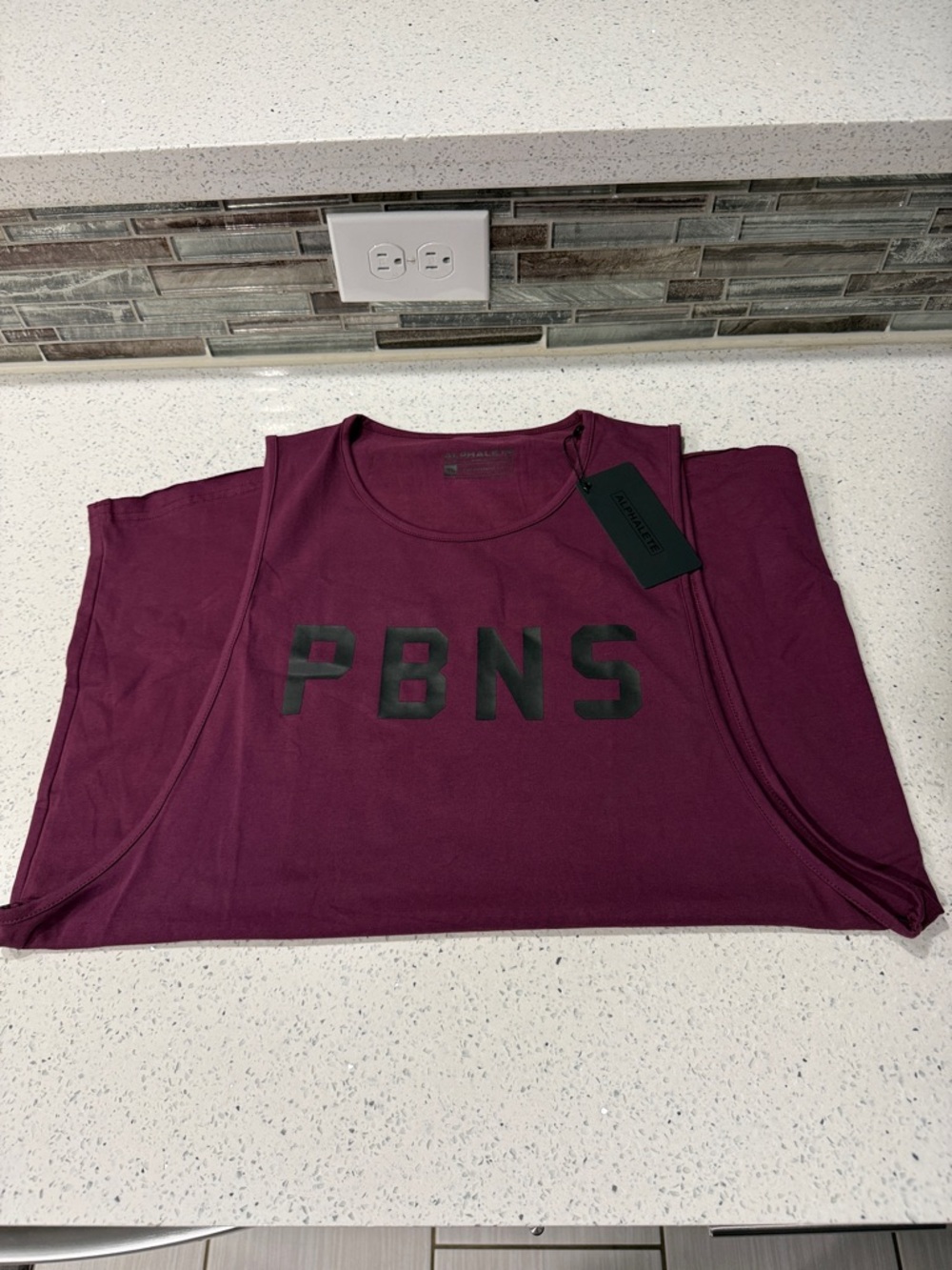 Alphalete Burgundy Muscle Tank with Black PBNS Logo
